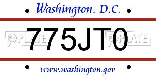 775JT0 District Of Columbia License Plate