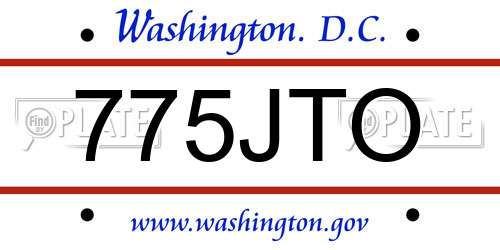 775JTO District Of Columbia License Plate