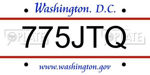 775JTQ District Of Columbia License Plate