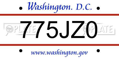 775JZ0 District Of Columbia License Plate