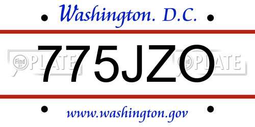 775JZO District Of Columbia License Plate