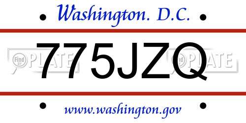775JZQ District Of Columbia License Plate