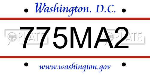 775MA2 District Of Columbia License Plate