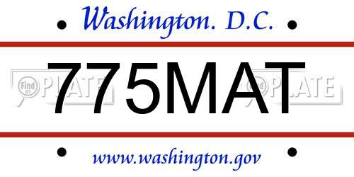 775MAT District Of Columbia License Plate