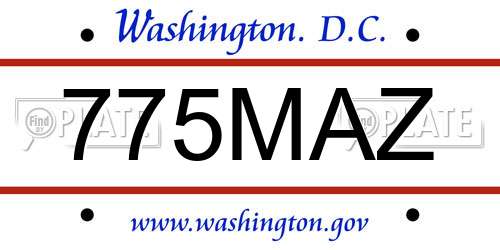 775MAZ District Of Columbia License Plate