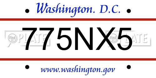 775NX5 District Of Columbia License Plate