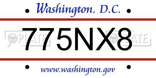 775NX8 District Of Columbia License Plate