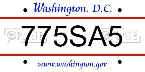 775SA5 District Of Columbia License Plate