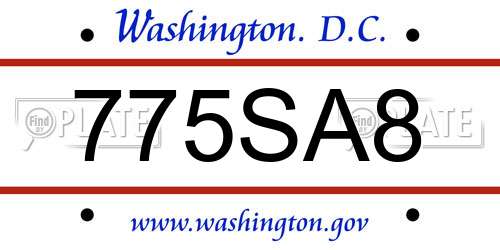 775SA8 District Of Columbia License Plate