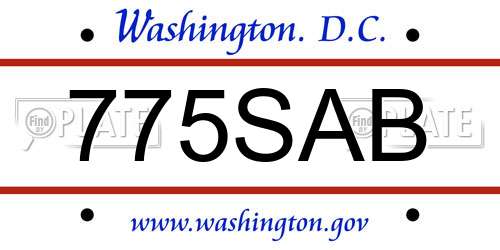 775SAB District Of Columbia License Plate