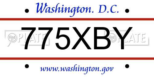 775XBY District Of Columbia License Plate