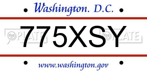 775XSY District Of Columbia License Plate