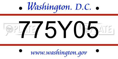 775Y05 District Of Columbia License Plate