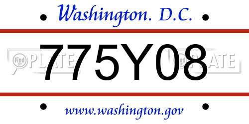 775Y08 District Of Columbia License Plate