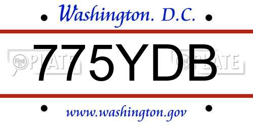 775YDB District Of Columbia License Plate
