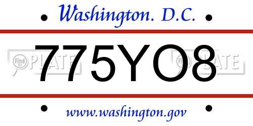 775YO8 District Of Columbia License Plate