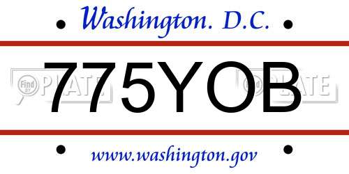775YOB District Of Columbia License Plate