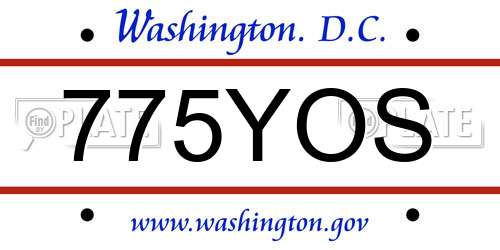 775YOS District Of Columbia License Plate