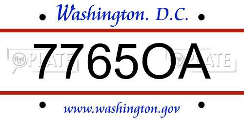 7765OA District Of Columbia License Plate
