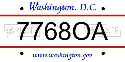 7768OA District Of Columbia License Plate