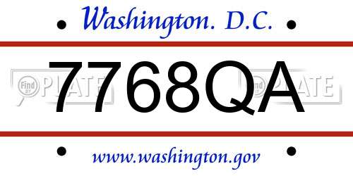 7768QA District Of Columbia License Plate