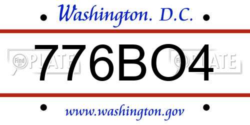 776BO4 District Of Columbia License Plate