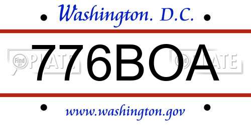 776BOA District Of Columbia License Plate