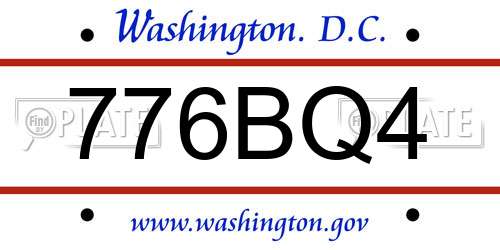 776BQ4 District Of Columbia License Plate