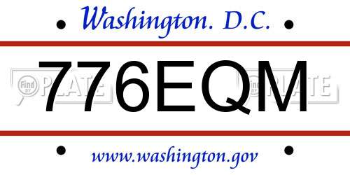 776EQM District Of Columbia License Plate