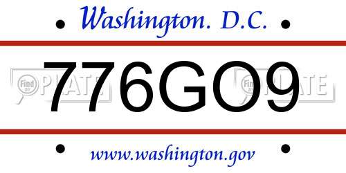 776GO9 District Of Columbia License Plate