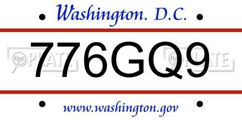 776GQ9 District Of Columbia License Plate