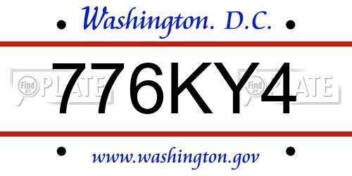 776KY4 District Of Columbia License Plate