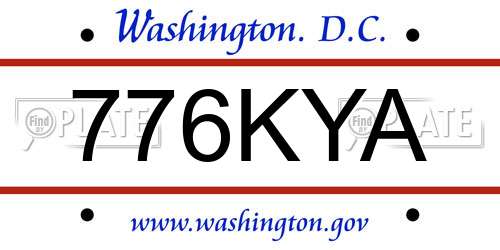 776KYA District Of Columbia License Plate