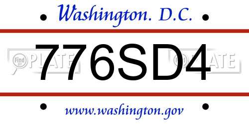 776SD4 District Of Columbia License Plate