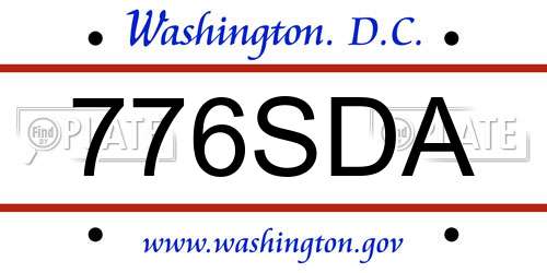 776SDA District Of Columbia License Plate