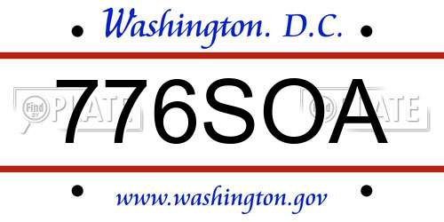 776SOA District Of Columbia License Plate
