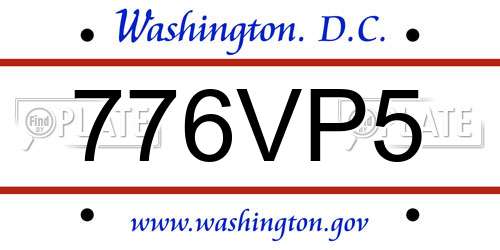 776VP5 District Of Columbia License Plate