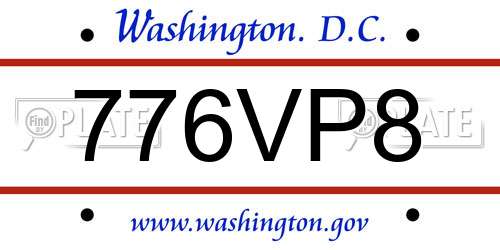 776VP8 District Of Columbia License Plate