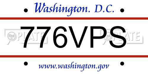 776VPS District Of Columbia License Plate