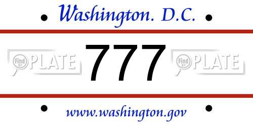 777 District Of Columbia License Plate