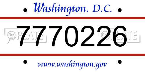 7770226 District Of Columbia License Plate