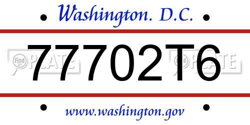 77702T6 District Of Columbia License Plate