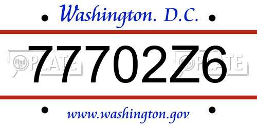 77702Z6 District Of Columbia License Plate