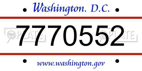 7770552 District Of Columbia License Plate
