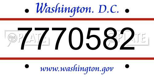 7770582 District Of Columbia License Plate