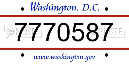 7770587 District Of Columbia License Plate