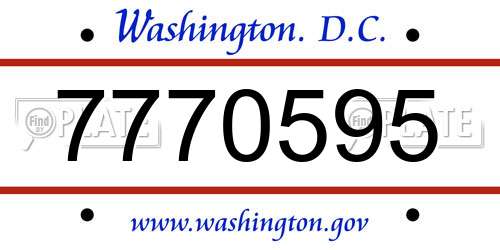 7770595 District Of Columbia License Plate