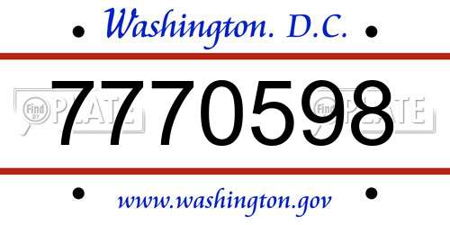 7770598 District Of Columbia License Plate