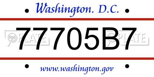 77705B7 District Of Columbia License Plate