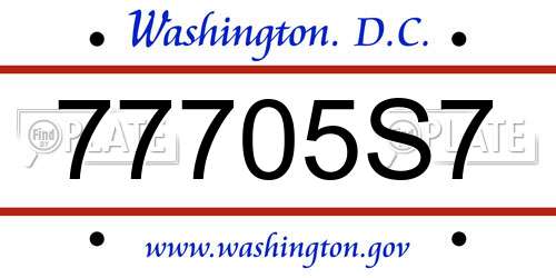 77705S7 District Of Columbia License Plate